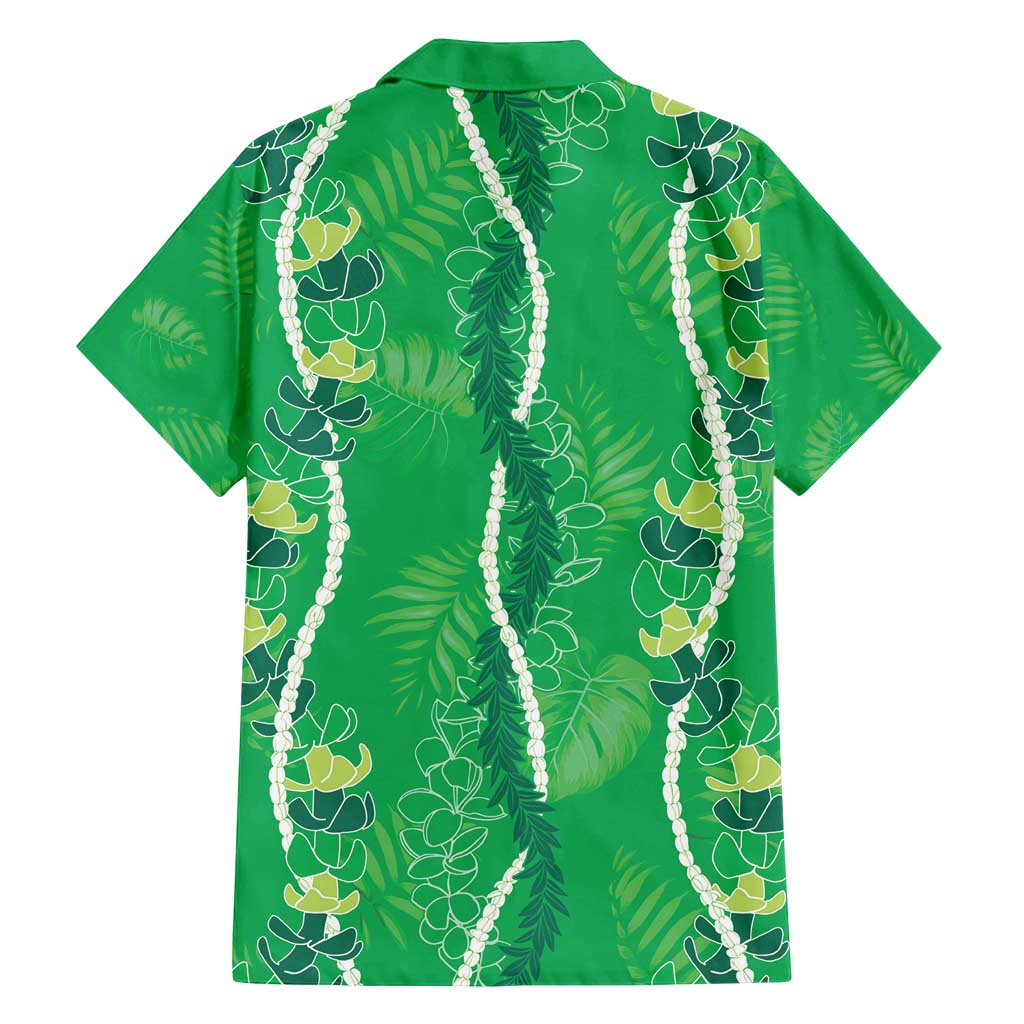 Hawaii Maile Lei Family Matching Off Shoulder Maxi Dress and Hawaiian Shirt With Green Monstera Pattern LT05 - Polynesian Pride