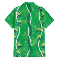 Hawaii Maile Lei Family Matching Off Shoulder Maxi Dress and Hawaiian Shirt With Green Monstera Pattern LT05 - Polynesian Pride
