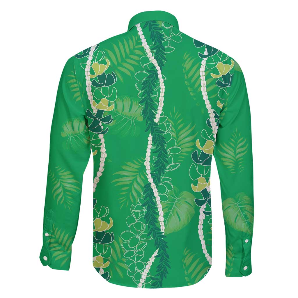 Hawaii Maile Lei Family Matching Off Shoulder Maxi Dress and Hawaiian Shirt With Green Monstera Pattern LT05 - Polynesian Pride