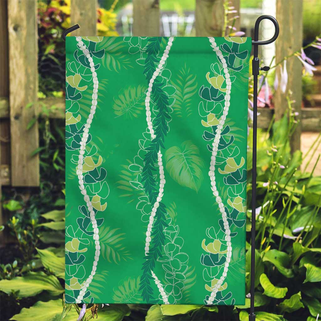 Hawaii Maile Lei Garden Flag With Green Monstera Pattern LT05 Garden Flag Green - Polynesian Pride