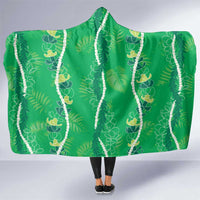 Hawaii Maile Lei Hooded Blanket With Green Monstera Pattern LT05 One Size Green - Polynesian Pride
