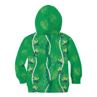 Hawaii Maile Lei Kid Hoodie With Green Monstera Pattern LT05 - Polynesian Pride