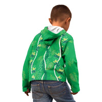Hawaii Maile Lei Kid Hoodie With Green Monstera Pattern LT05 - Polynesian Pride