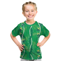 Hawaii Maile Lei Kid T Shirt With Green Monstera Pattern LT05 Green - Polynesian Pride