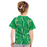 Hawaii Maile Lei Kid T Shirt With Green Monstera Pattern LT05 - Polynesian Pride