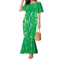 Hawaii Maile Lei Mermaid Dress With Green Monstera Pattern LT05 Women Green - Polynesian Pride