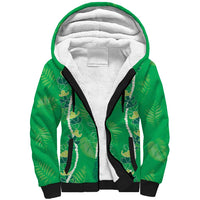 Hawaii Maile Lei Sherpa Hoodie With Green Monstera Pattern LT05 Unisex Green - Polynesian Pride