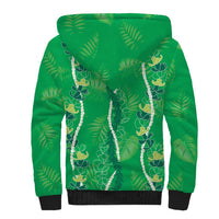 Hawaii Maile Lei Sherpa Hoodie With Green Monstera Pattern LT05 - Polynesian Pride