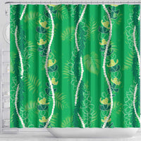 Hawaii Maile Lei Shower Curtain With Green Monstera Pattern LT05 - Polynesian Pride
