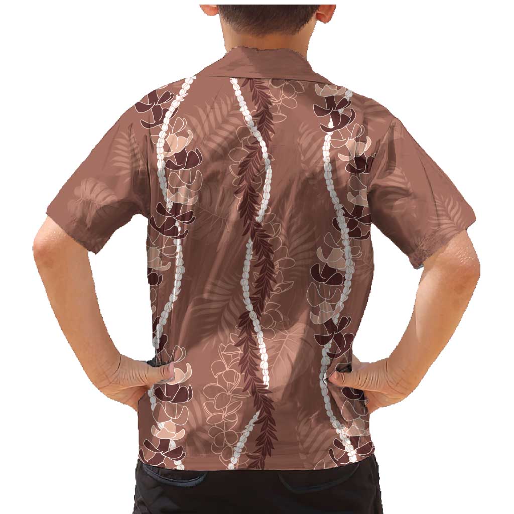Hawaii Maile Lei Family Matching Mermaid Dress and Hawaiian Shirt With Brown Monstera Pattern LT05 - Polynesian Pride