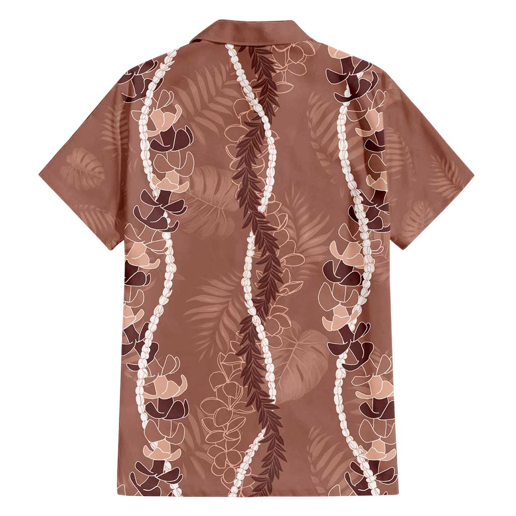 Hawaii Maile Lei Family Matching Off Shoulder Maxi Dress and Hawaiian Shirt With Brown Monstera Pattern LT05 - Polynesian Pride