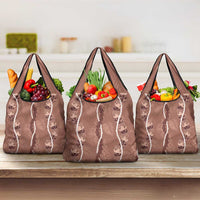 Hawaii Maile Lei Grocery Bag With Brown Monstera Pattern