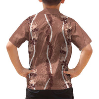 Hawaii Maile Lei Kid Hawaiian Shirt With Brown Monstera Pattern LT05 - Polynesian Pride