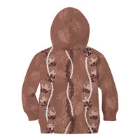 Hawaii Maile Lei Kid Hoodie With Brown Monstera Pattern LT05 - Polynesian Pride
