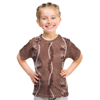 Hawaii Maile Lei Kid T Shirt With Brown Monstera Pattern LT05 Brown - Polynesian Pride