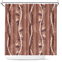 Hawaii Maile Lei Shower Curtain With Brown Monstera Pattern LT05 Brown - Polynesian Pride