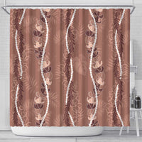 Hawaii Maile Lei Shower Curtain With Brown Monstera Pattern LT05 - Polynesian Pride