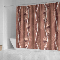 Hawaii Maile Lei Shower Curtain With Brown Monstera Pattern LT05 - Polynesian Pride