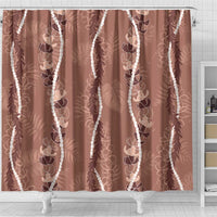 Hawaii Maile Lei Shower Curtain With Brown Monstera Pattern LT05 - Polynesian Pride