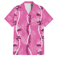 Hawaii Maile Lei Family Matching Off Shoulder Maxi Dress and Hawaiian Shirt With Pink Monstera Pattern LT05 Dad's Shirt - Short Sleeve Pink - Polynesian Pride