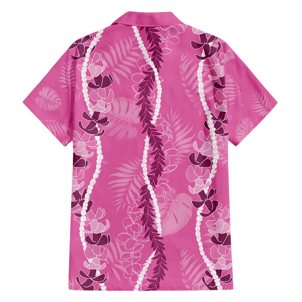 Hawaii Maile Lei Family Matching Off Shoulder Maxi Dress and Hawaiian Shirt With Pink Monstera Pattern LT05 - Polynesian Pride
