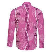 Hawaii Maile Lei Family Matching Off Shoulder Maxi Dress and Hawaiian Shirt With Pink Monstera Pattern LT05 - Polynesian Pride