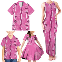 Hawaii Maile Lei Family Matching Tank Maxi Dress and Hawaiian Shirt With Pink Monstera Pattern