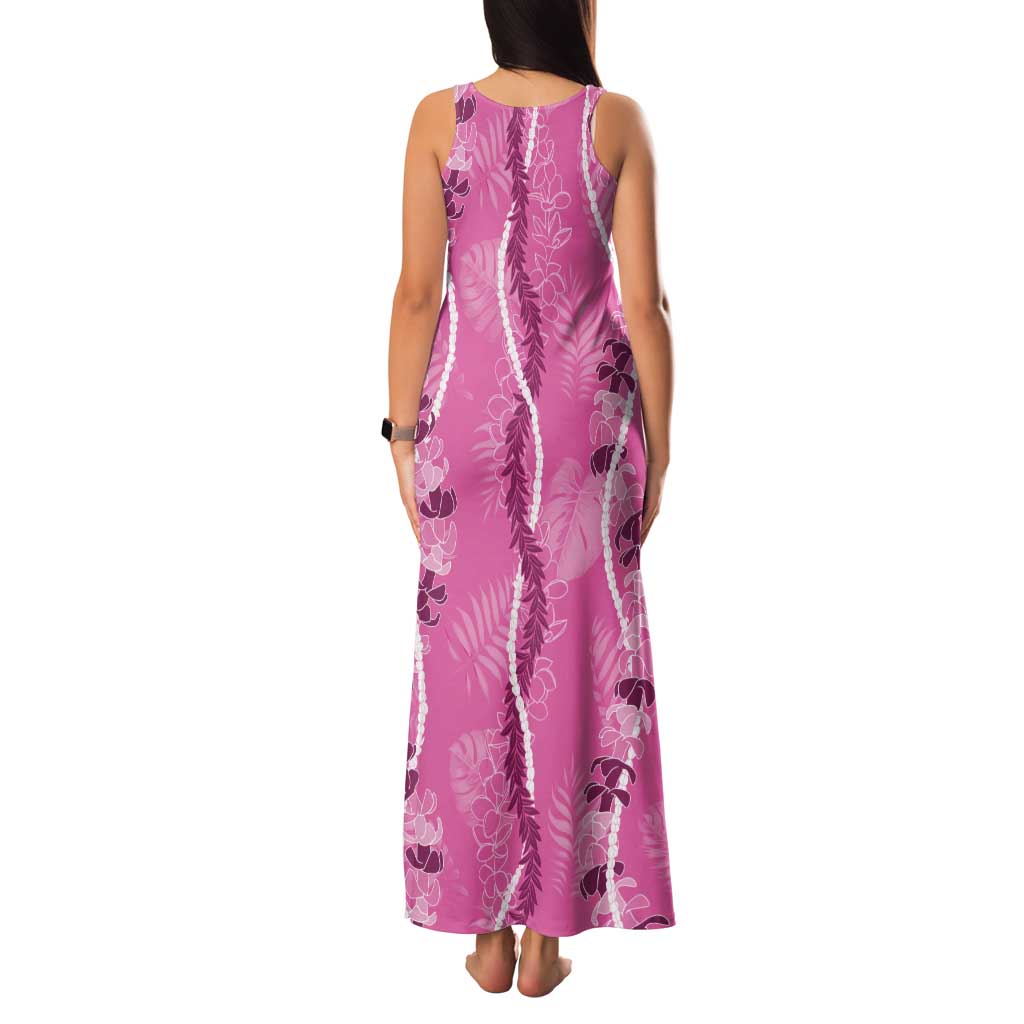 Hawaii Maile Lei Family Matching Tank Maxi Dress and Hawaiian Shirt With Pink Monstera Pattern