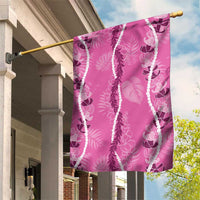 Hawaii Maile Lei Garden Flag With Pink Monstera Pattern LT05 House Flag Pink - Polynesian Pride