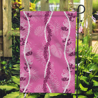 Hawaii Maile Lei Garden Flag With Pink Monstera Pattern LT05 Garden Flag Pink - Polynesian Pride