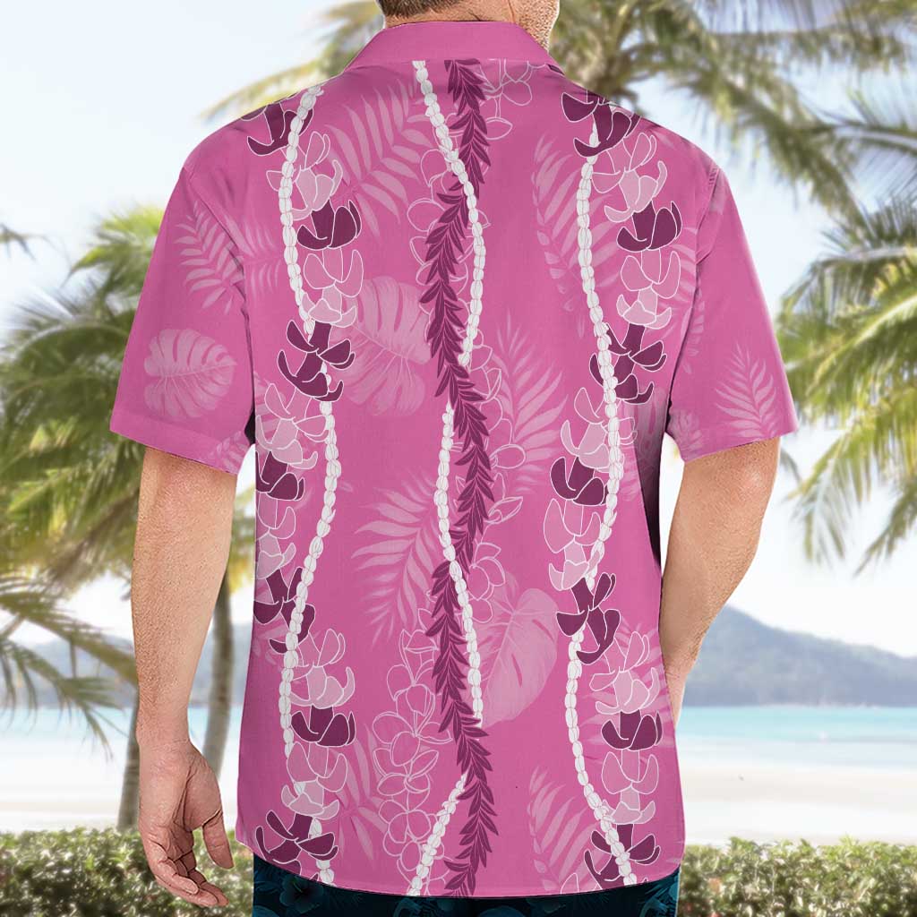 Hawaii Maile Lei Hawaiian Shirt With Pink Monstera Pattern