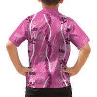 Hawaii Maile Lei Kid Hawaiian Shirt With Pink Monstera Pattern LT05 - Polynesian Pride