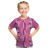 Hawaii Maile Lei Kid T Shirt With Pink Monstera Pattern LT05 Pink - Polynesian Pride