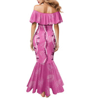 Hawaii Maile Lei Mermaid Dress With Pink Monstera Pattern LT05 - Polynesian Pride