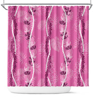 Hawaii Maile Lei Shower Curtain With Pink Monstera Pattern LT05 Pink - Polynesian Pride