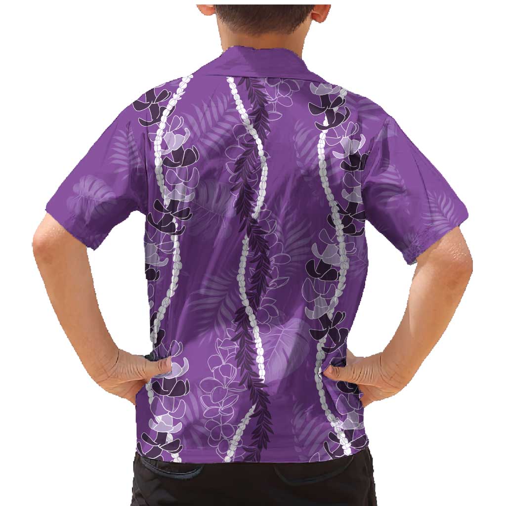 Hawaii Maile Lei Family Matching Mermaid Dress and Hawaiian Shirt With Violet Monstera Pattern LT05 - Polynesian Pride