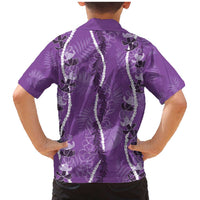 Hawaii Maile Lei Family Matching Mermaid Dress and Hawaiian Shirt With Violet Monstera Pattern LT05 - Polynesian Pride