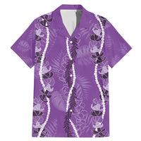 Hawaii Maile Lei Family Matching Mermaid Dress and Hawaiian Shirt With Violet Monstera Pattern LT05 Dad's Shirt - Short Sleeve Violet - Polynesian Pride