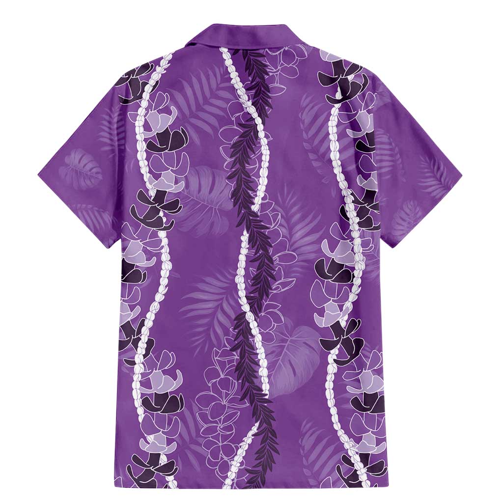 Hawaii Maile Lei Family Matching Mermaid Dress and Hawaiian Shirt With Violet Monstera Pattern LT05 - Polynesian Pride
