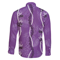 Hawaii Maile Lei Family Matching Mermaid Dress and Hawaiian Shirt With Violet Monstera Pattern LT05 - Polynesian Pride