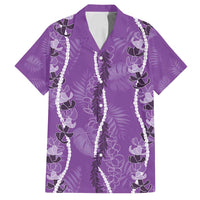 Hawaii Maile Lei Family Matching Summer Maxi Dress and Hawaiian Shirt With Violet Monstera Pattern