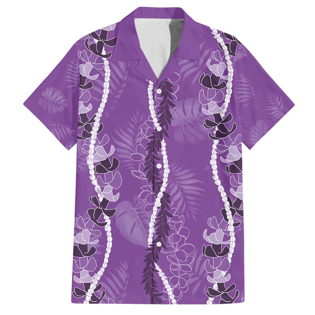 Hawaii Maile Lei Family Matching Tank Maxi Dress and Hawaiian Shirt With Violet Monstera Pattern