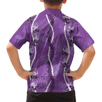 Hawaii Maile Lei Kid Hawaiian Shirt With Violet Monstera Pattern LT05 - Polynesian Pride
