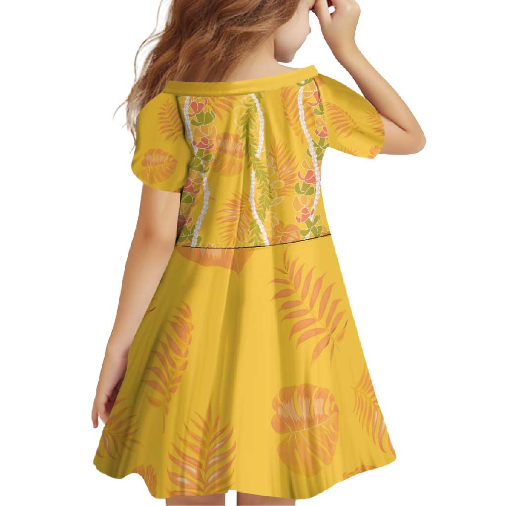 Hawaii Maile Lei Family Matching Mermaid Dress and Hawaiian Shirt With Yellow Monstera Pattern LT05 - Polynesian Pride