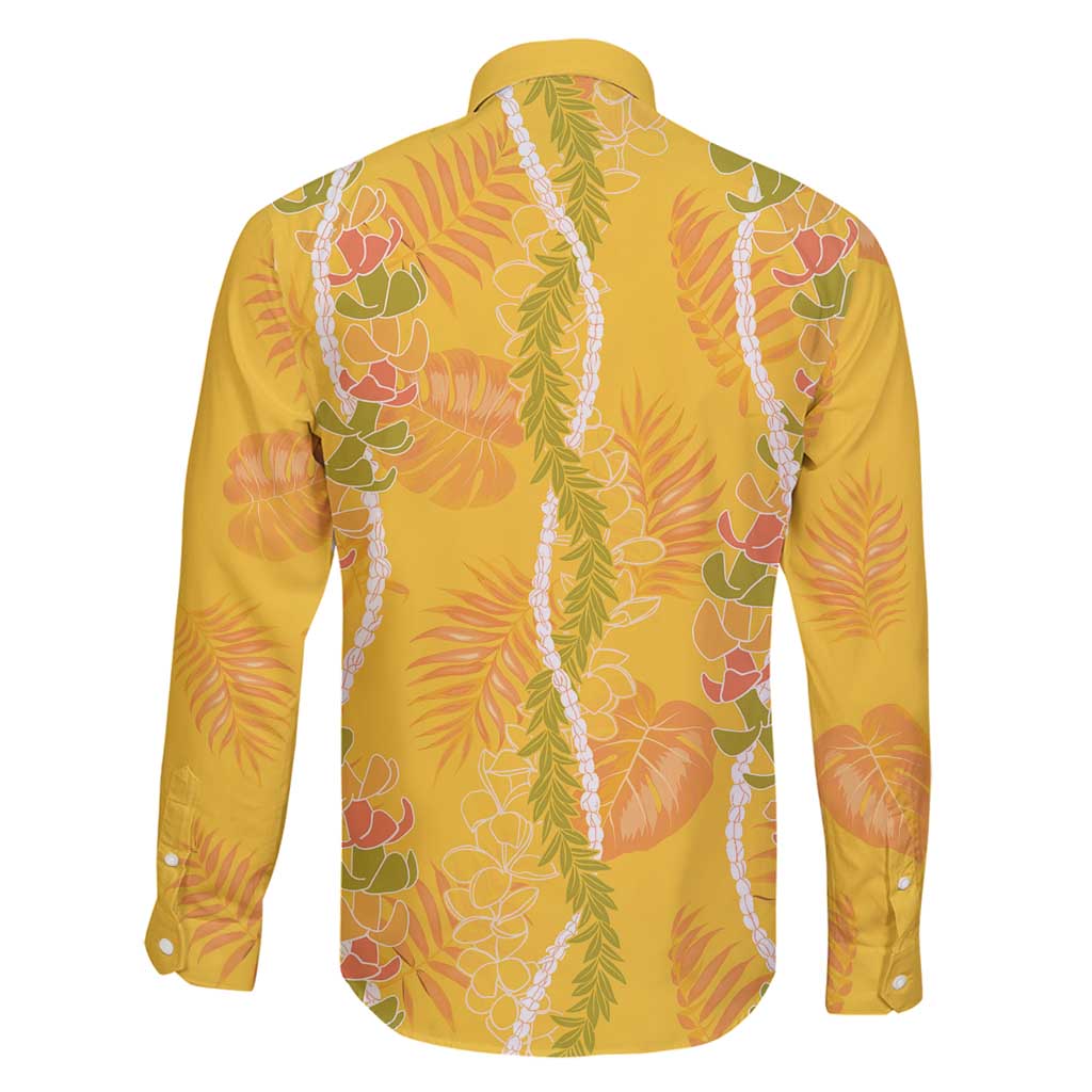 Hawaii Maile Lei Family Matching Mermaid Dress and Hawaiian Shirt With Yellow Monstera Pattern LT05 - Polynesian Pride