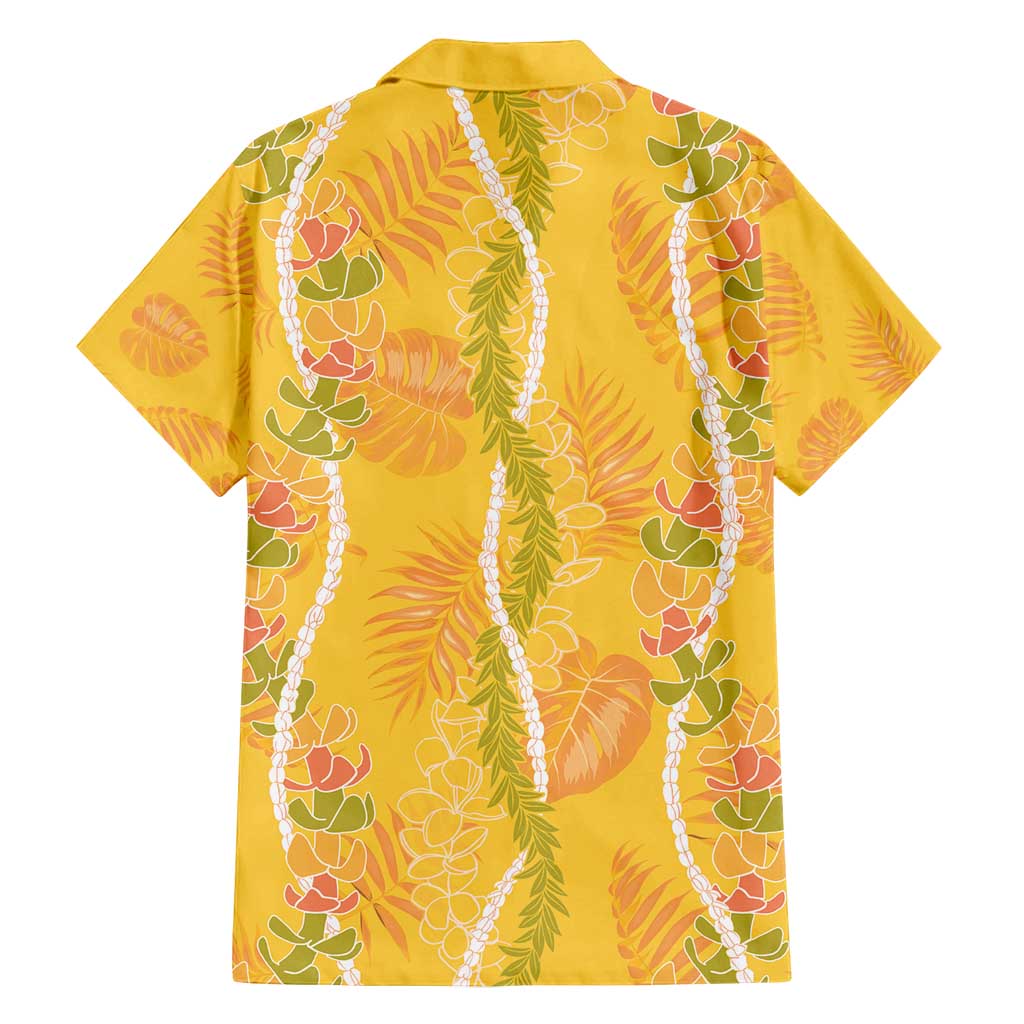 Hawaii Maile Lei Family Matching Off Shoulder Maxi Dress and Hawaiian Shirt With Yellow Monstera Pattern LT05 - Polynesian Pride