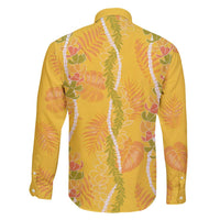 Hawaii Maile Lei Family Matching Off Shoulder Short Dress and Hawaiian Shirt With Yellow Monstera Pattern