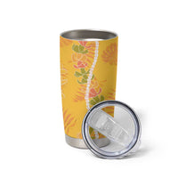 Hawaii Maile Lei Tumbler Cup With Yellow Monstera Pattern