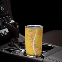 Hawaii Maile Lei Tumbler Cup With Yellow Monstera Pattern
