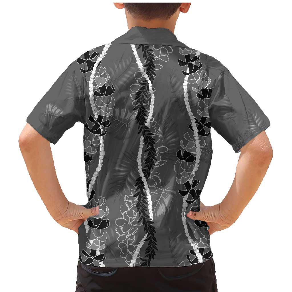 Hawaii Maile Lei Family Matching Mermaid Dress and Hawaiian Shirt With Gray Monstera Pattern LT05 - Polynesian Pride